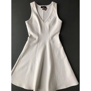 Karen Kane White Stretchy Knit Fit and Flare Dress